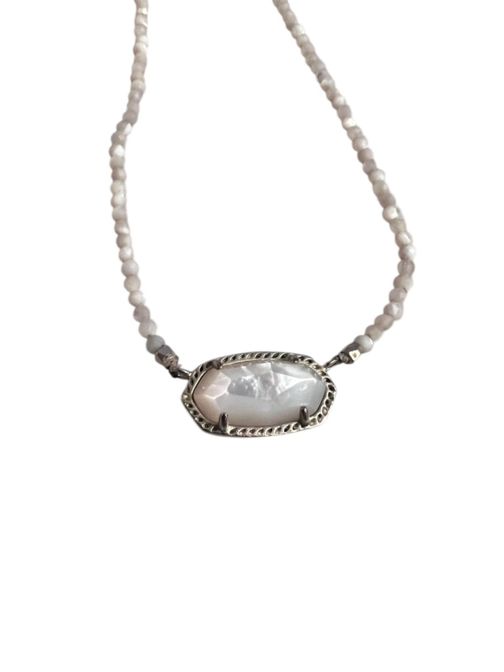 Kendra Scott White Mother-of-Pearl Pendant Beaded Necklace